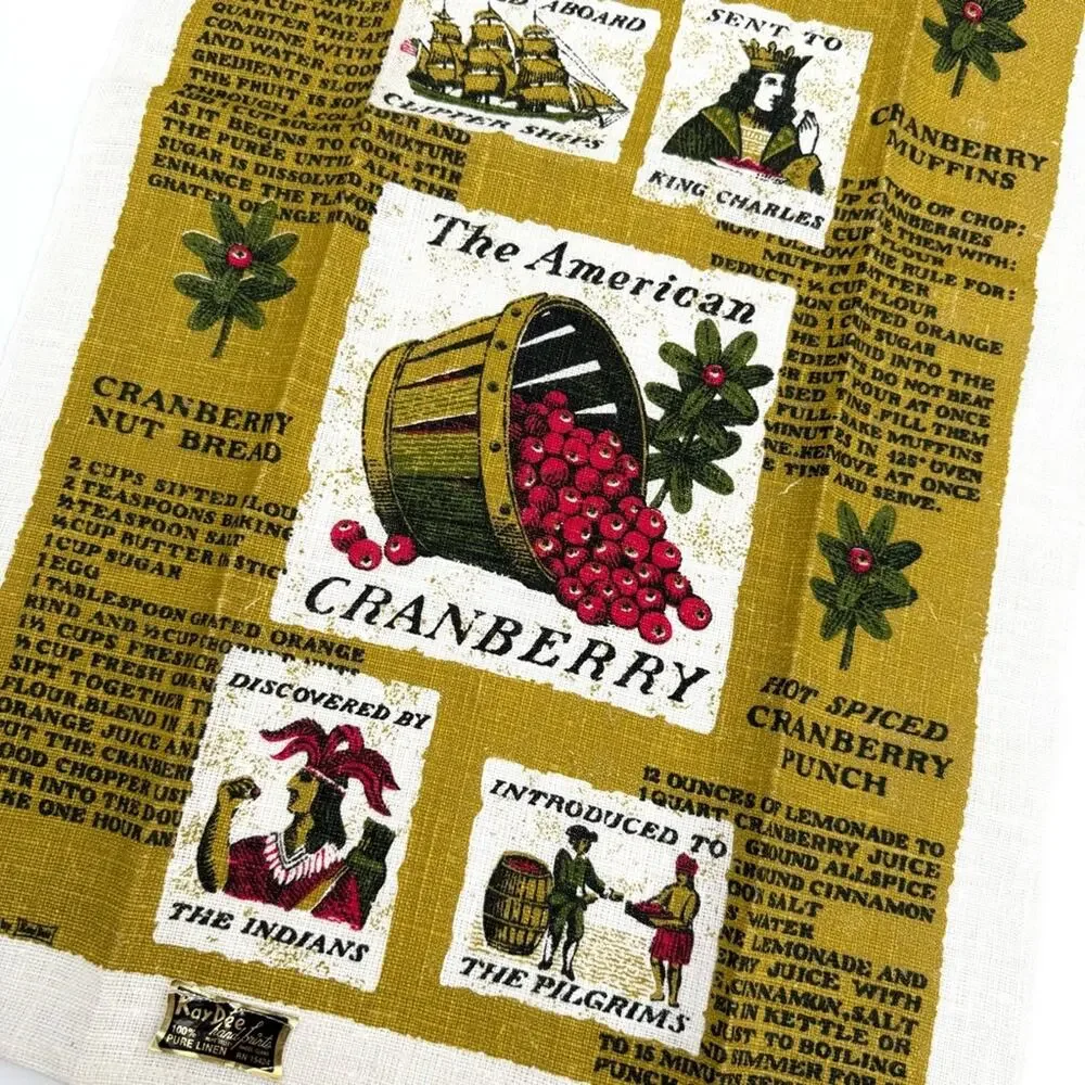 New Kay Dee Vintage 100% Linen The American Cranberry Kitchen‎ Towel